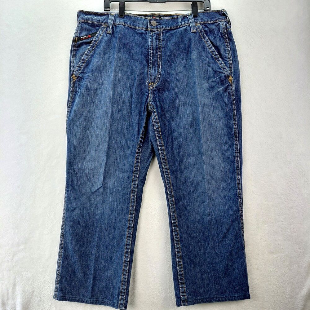 Ariat M4 FR Low Rise Boot Cut Carpenter Jeans Mens 38x27 Blue Cat 2 Flame Resist
